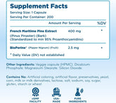 French Maritime Pine Bark Extract Capsules - Antioxidant French Pine Bark Extract Support Nitric Oxide and Testosterone for Men with 95% PACs & BioPerine for Enhanced Absorption (200 Servings)